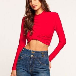 Ramy Brook Jolie Cropped Long Sleeve Top Size XS NWT